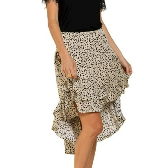 NWT POL Asymmetrical Ruffle Hem Leopard Print Mini Skirt - Picture 4 of 9